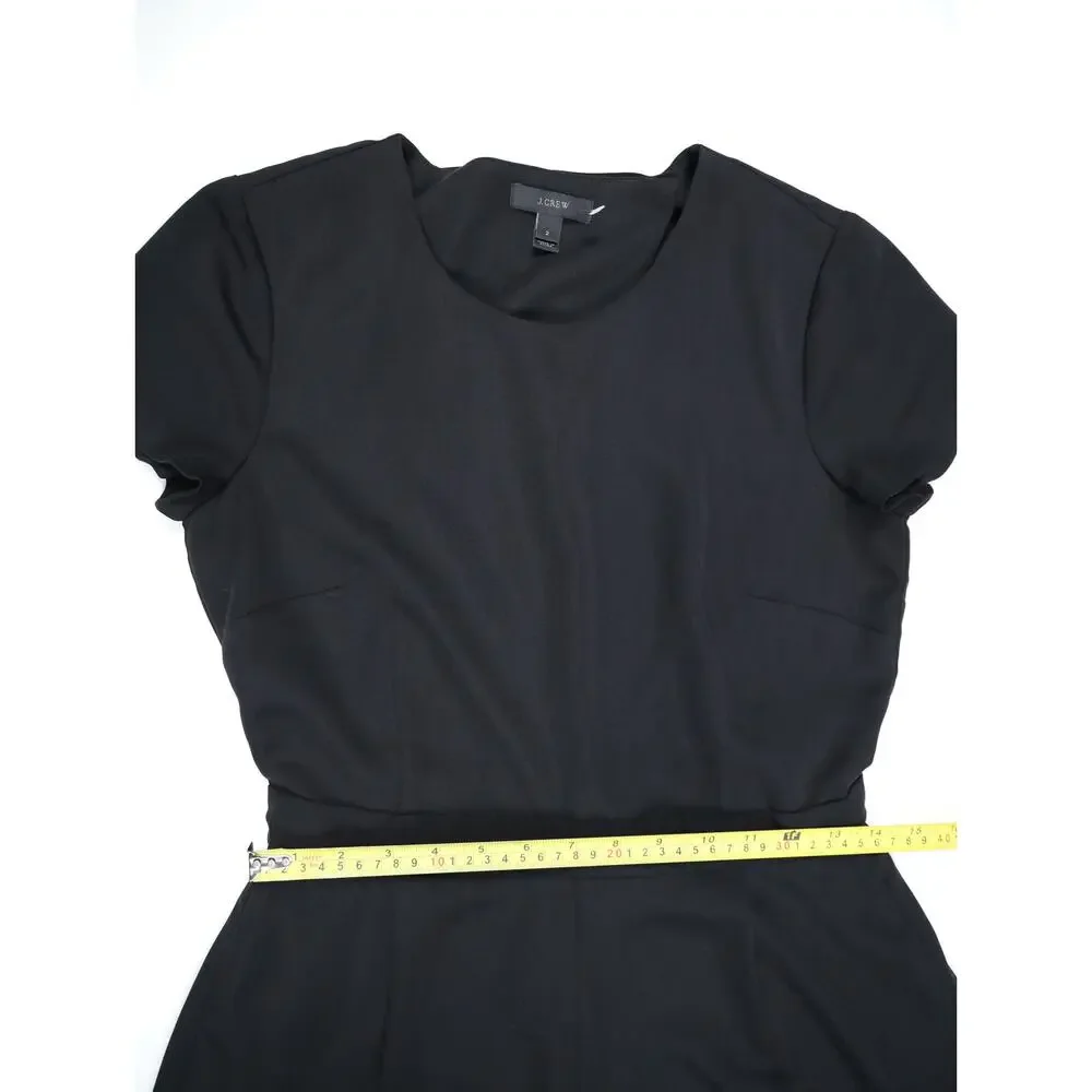 J.Crew Black Wide Leg Cropped Jumpsuit Open Back Career Minimalist Quiet Luxury